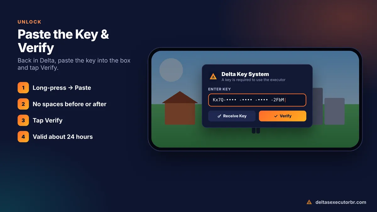 Pasting the Delta key into the key box and tapping verify